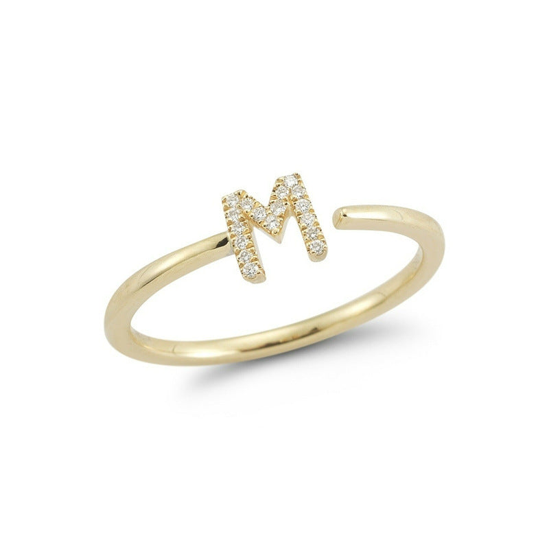 The initial explosion is 26 capital letters with diamonds, shiny and fashionable personalized opening ring.