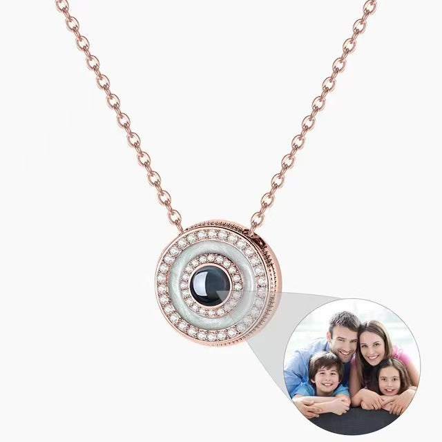 Custom "I Love You" projection necklace in 100 languages, nano photo engraving, perfect for Christmas gifts.