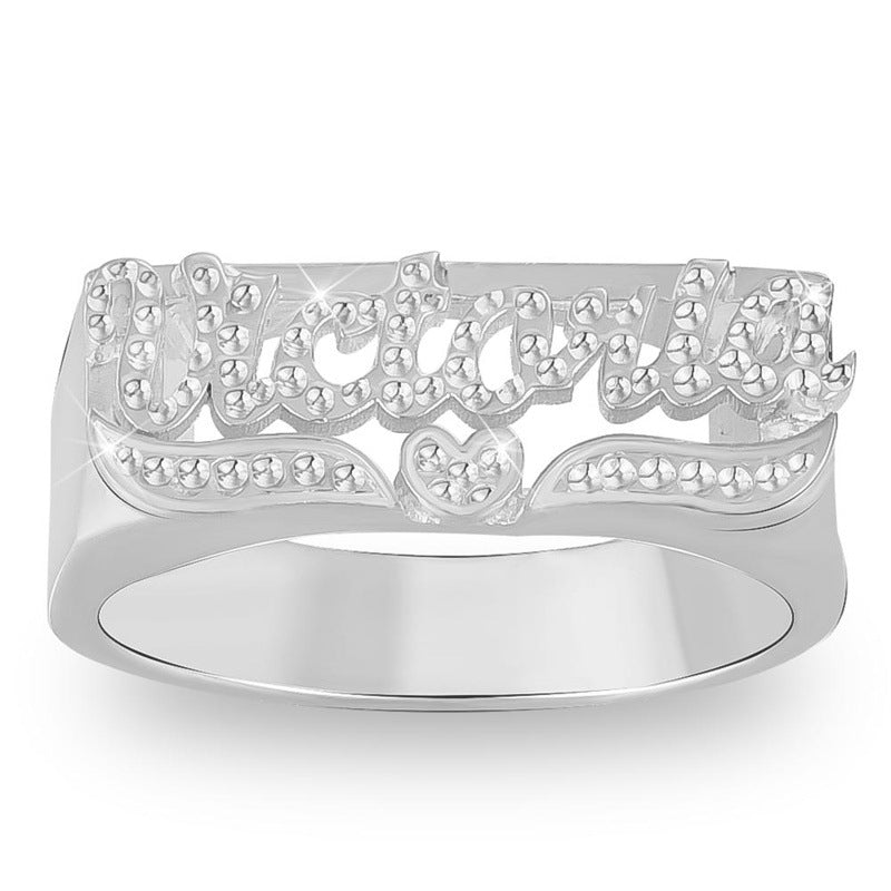 New car flower English name love logo domineering fashion ring woman