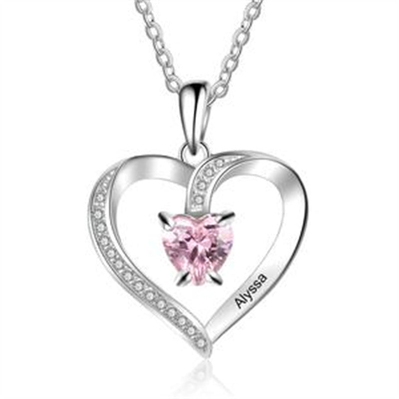 Elegant 925 Silver Heart Zircon Love Pendant Necklace - Perfect Valentine's Day Gift