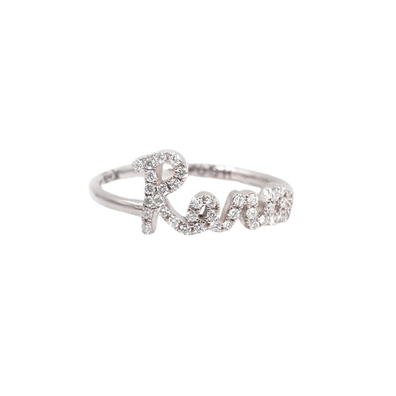 Popular hot-selling name diamond-encrusted light luxury fashion personalized ring woman