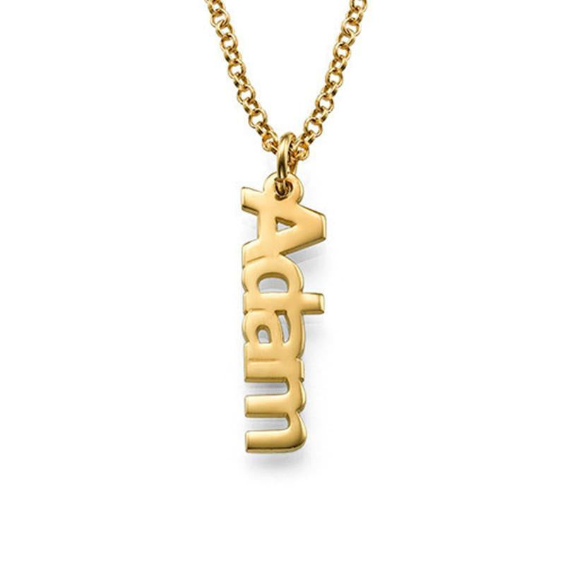 Jewelry trending in a: S925 silver-plated long strip name necklace in 18k gold, customizable with 1-3 names. Classic and simple design.