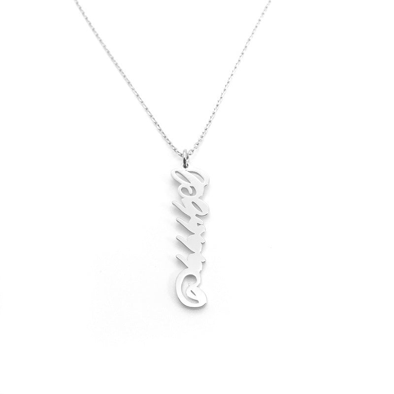 Custom S925 Sterling Silver Name Necklace – Trendy letter pendant, perfect for personalized gifts and daily wear.