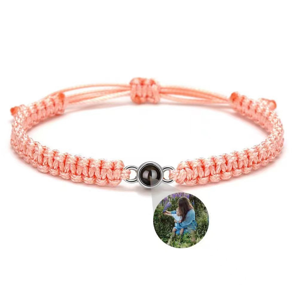 One Hundred I Love You Languages Projection Bracelet Braided Bracelet for Men and Women Custom Engraved Photo Memorial Gift