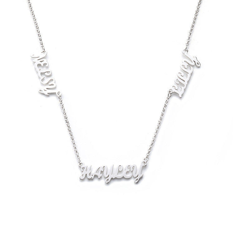 Fashion creative lettering custom private name letter family necklace pendant silver jewelry