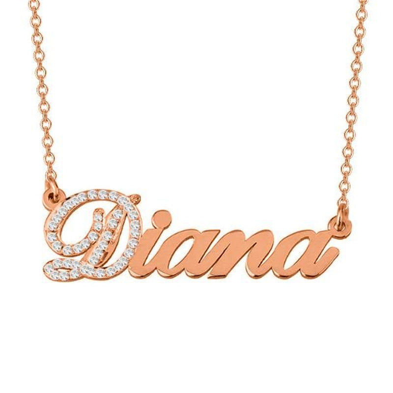 Popular initial diamond personalized 925 sterling silver necklace. Perfect Valentine's Day gift and keepsake for women.
