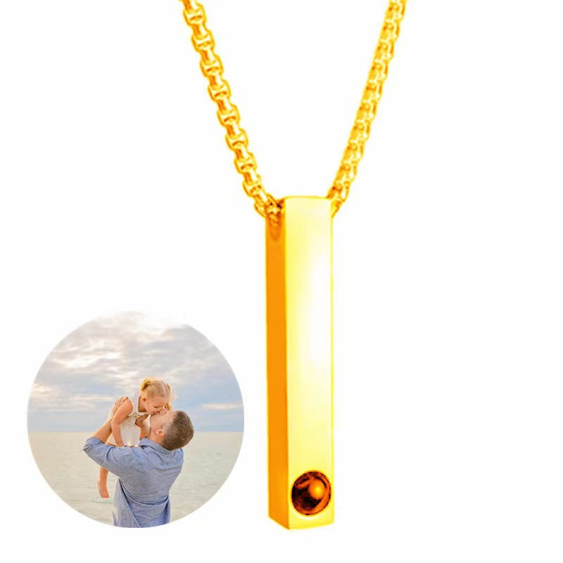 100 Languages Titanium Projection Necklace – custom photo/text, stylish and luxurious.