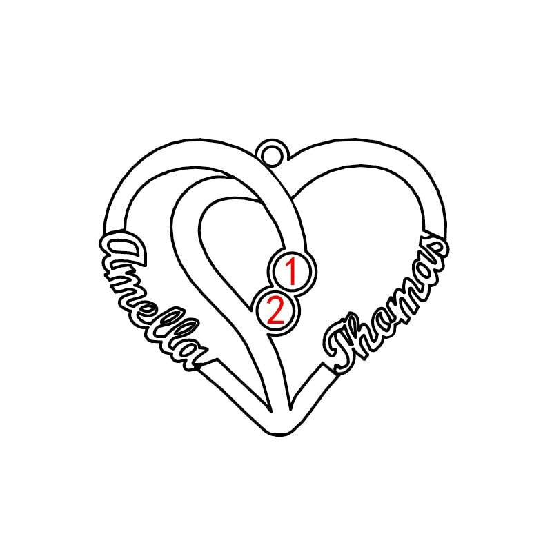Hot-selling jewelry: intertwined love necklace featuring two names and inlaid birthstones, perfect as a commemorative gift.