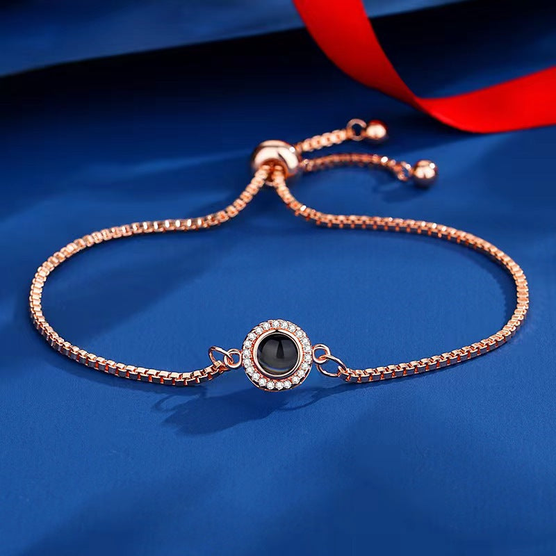 New hot-selling projection bracelet with customizable photo, "I Love You" in 100 languages, nano technology.