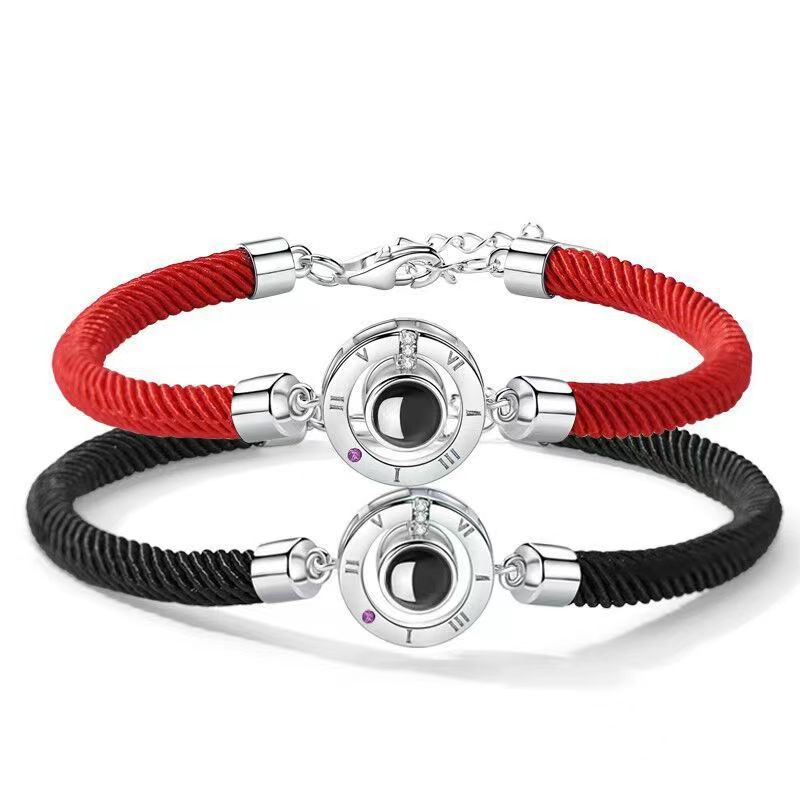 New projection couple bracelets in 100 languages say "I love you." Perfect for students and best friends!