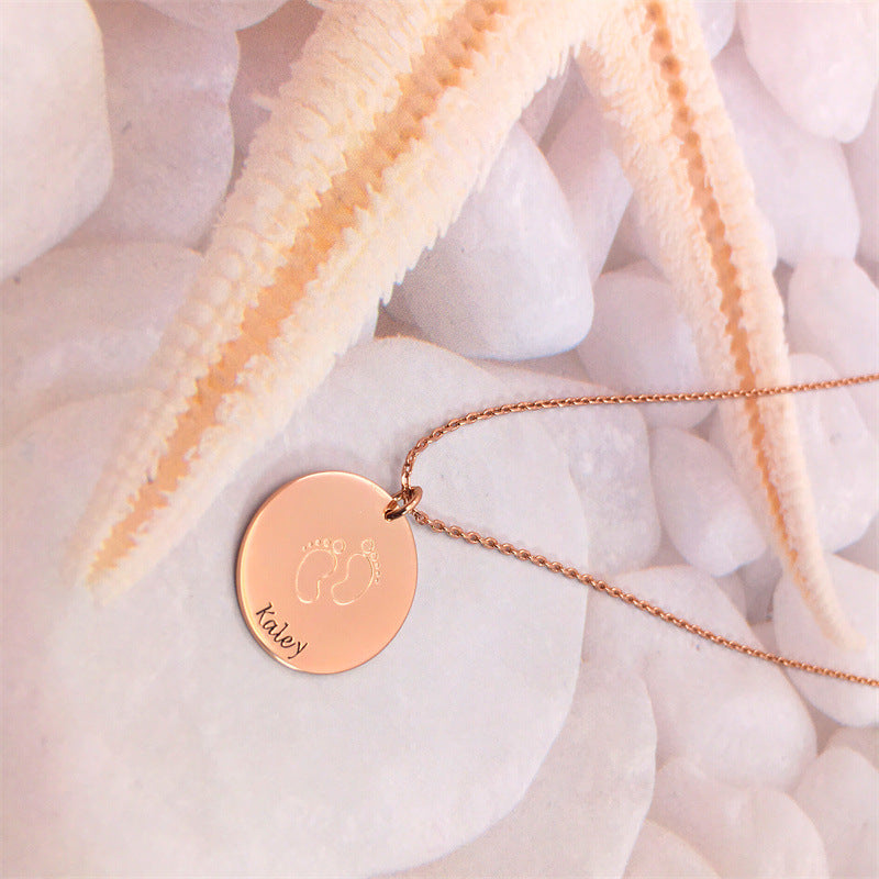 Jewelry: Classic S925 Silver Baby Footprint Round Pendant Necklace – Ideal Gift for Moms