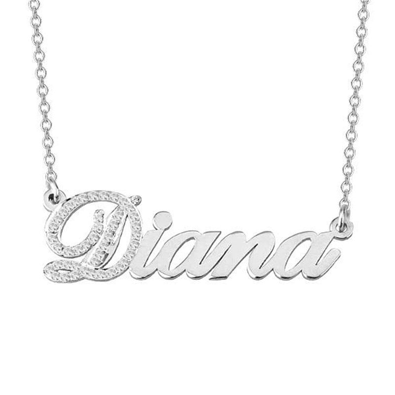 Popular initial diamond personalized 925 sterling silver necklace. Perfect Valentine's Day gift and keepsake for women.