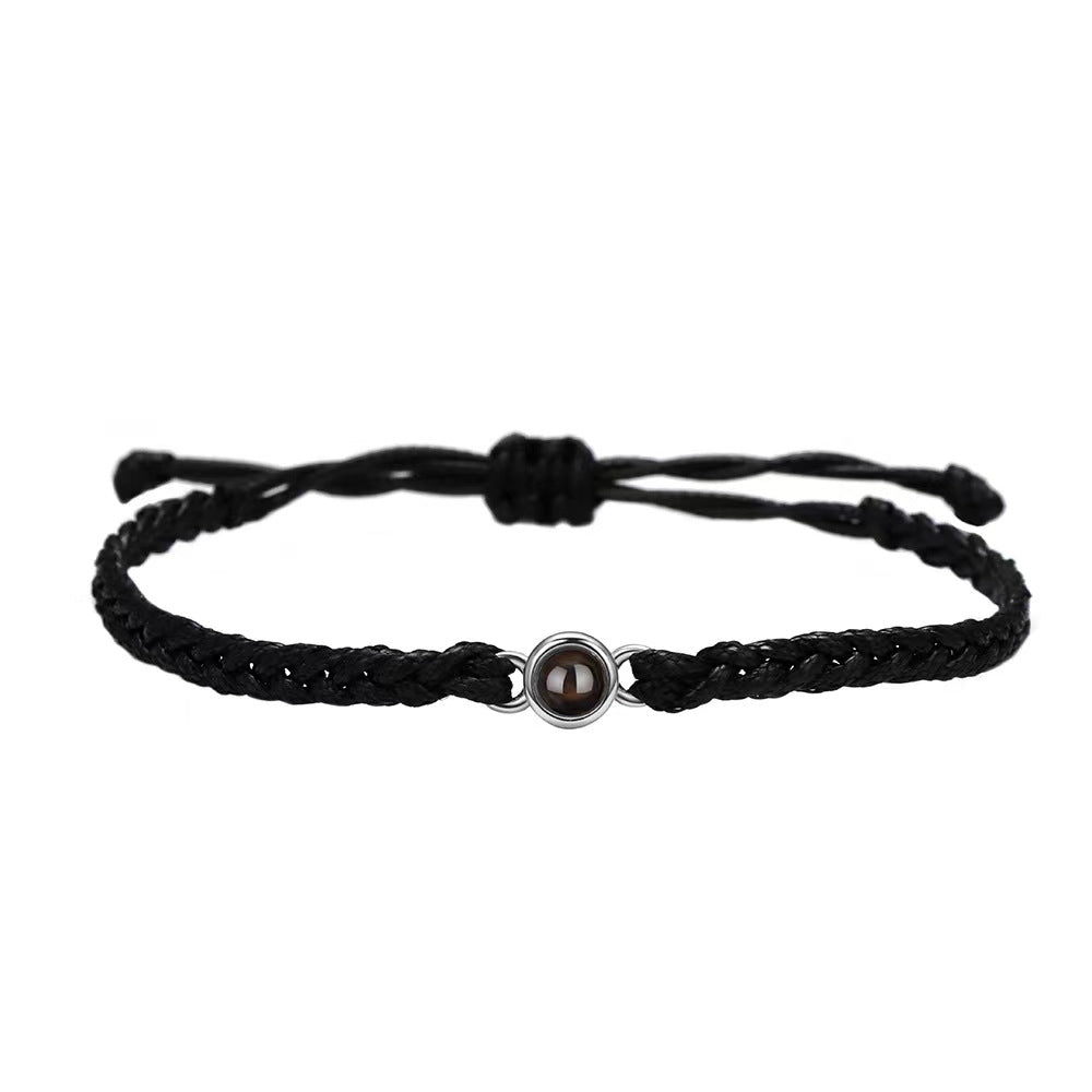 Handmade braided bracelet for women, featuring "I Love You" in 100 languages. Simple Korean style, perfect for friends or as a trendy gift.