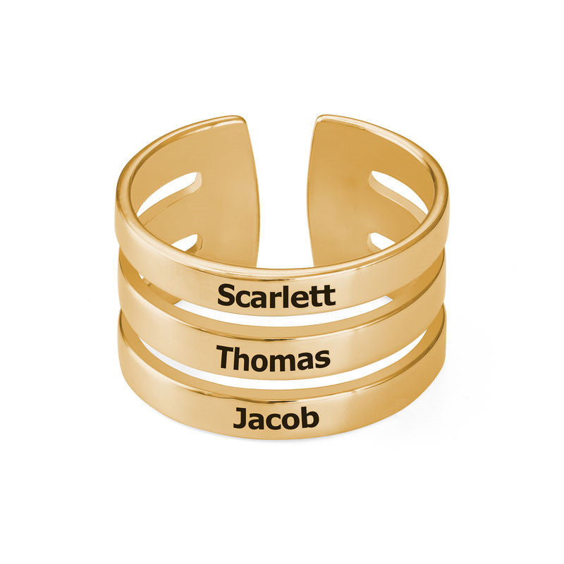 Personalized niche opening adjustable engraving 3 names, three-layer 925 silver ring commemorative gift