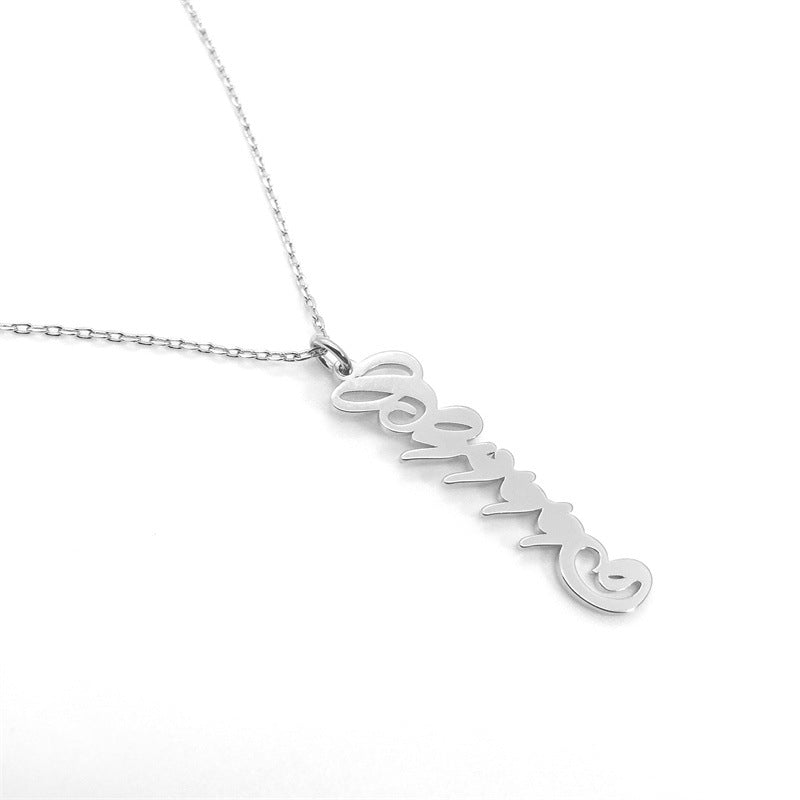 Custom S925 Sterling Silver Name Necklace – Trendy letter pendant, perfect for personalized gifts and daily wear.