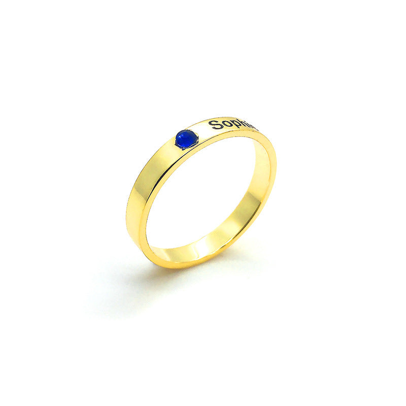 Hot-selling personalized custom-made S925 sterling silver birthstone lettering ring for parents and friends