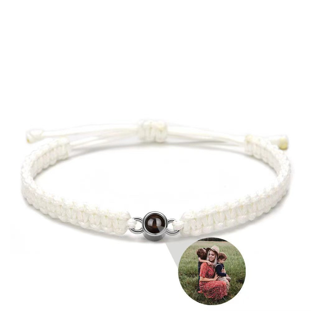 One Hundred I Love You Languages Projection Bracelet Braided Bracelet for Men and Women Custom Engraved Photo Memorial Gift
