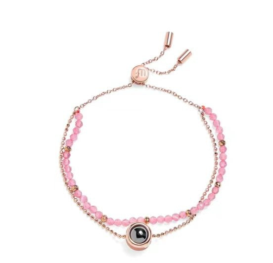 New 100 Languages Romantic Photo Projection Beaded Bracelet with Customizable Colorful 520 Design. Perfect for gifts!