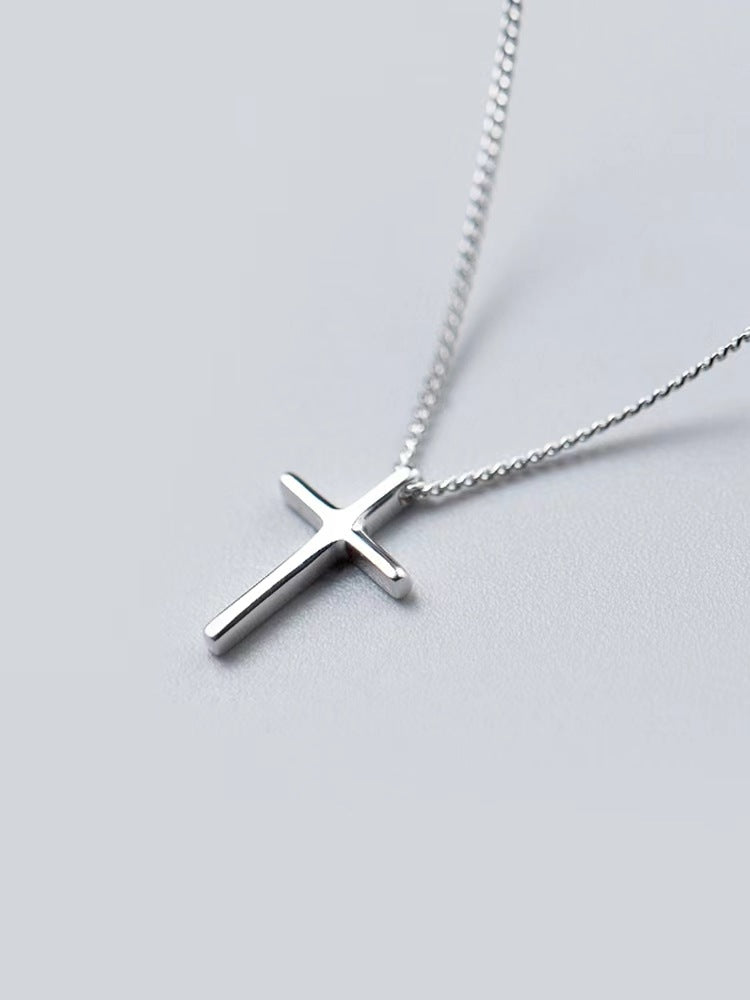 Minimalist unisex cross necklace, hip-hop titanium pendant, couple accessory, original design.