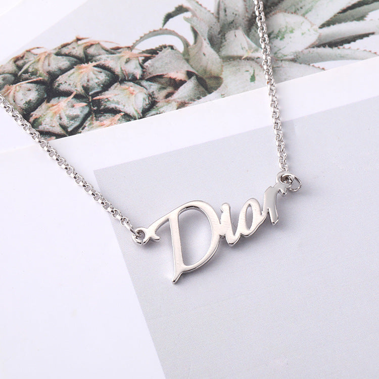 Custom name letter necklace, silver jewelry, creative design, wholesale direct from manufacturer.