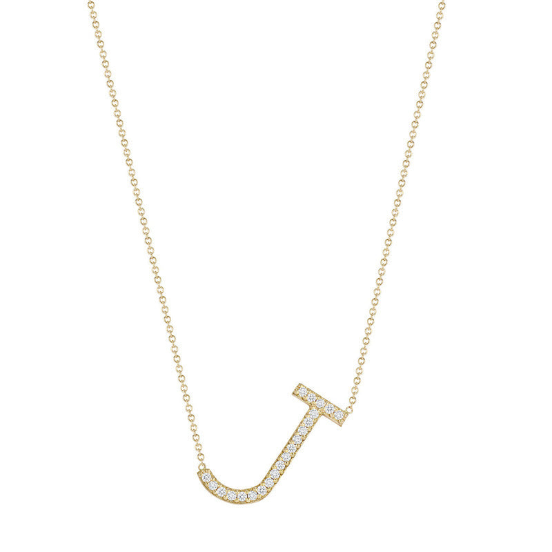 Light luxury 18K gold English letter pendant necklace for women. Versatile design perfect for any occasion.