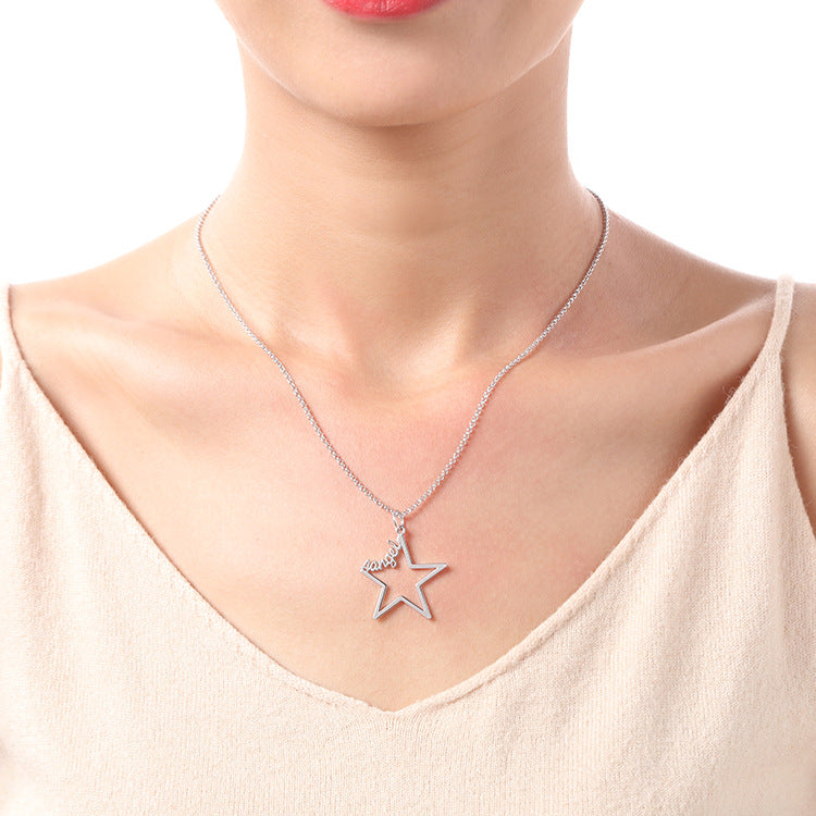 Fashion ins personalized star English name necklace pendant collarbone silver jewelry