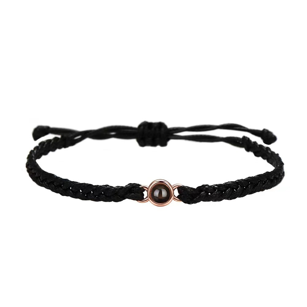 Handmade braided bracelet for women, featuring "I Love You" in 100 languages. Simple Korean style, perfect for friends or as a trendy gift.