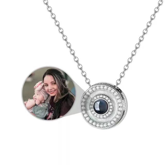 Custom "I Love You" projection necklace in 100 languages, nano photo engraving, perfect for Christmas gifts.