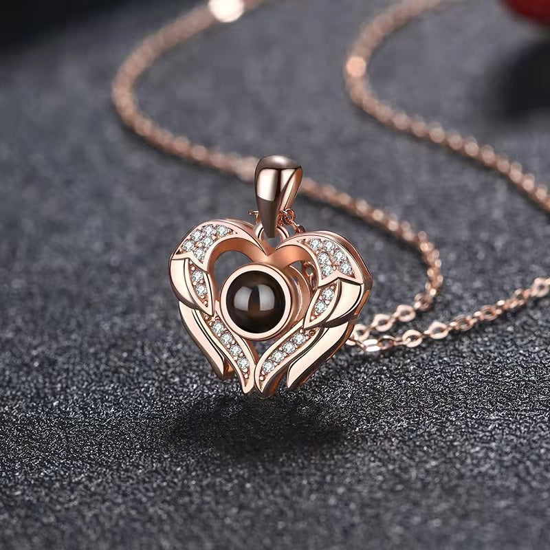 925 Silver Photo Necklace – Custom "I Love You" Pendant, Perfect Gift for Her.