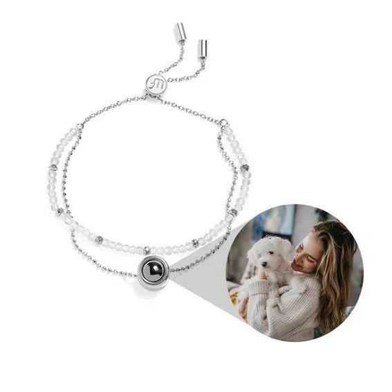 New 100 Languages Romantic Photo Projection Beaded Bracelet with Customizable Colorful 520 Design. Perfect for gifts!