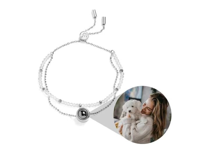 New 100 Languages Romantic Photo Projection Beaded Bracelet with Customizable Colorful 520 Design. Perfect for gifts!