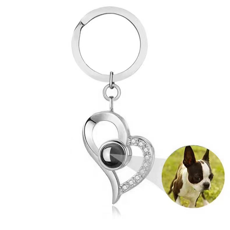 Custom Nano Projection "I Love You" Keychain, available in 100 languages, with photo or text customization.