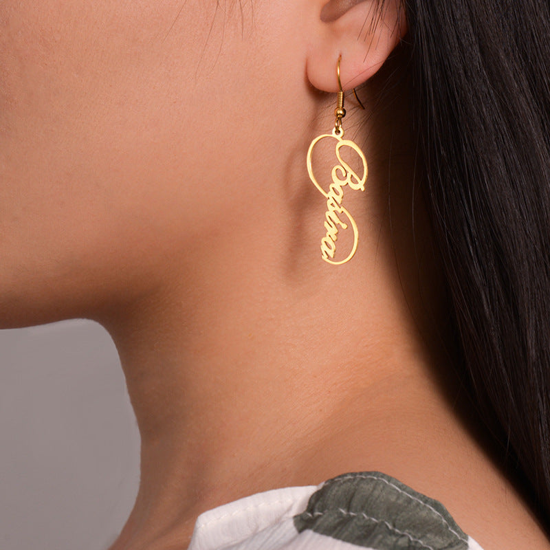 Hot selling personalized creative letter earrings for women hot selling name titanium steel earrings earrings