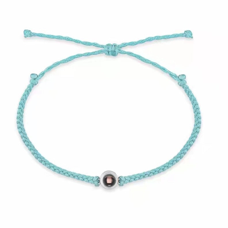 Bracelet women custom simple girlfriends couple hand jewelry braided rope projection engraving photo