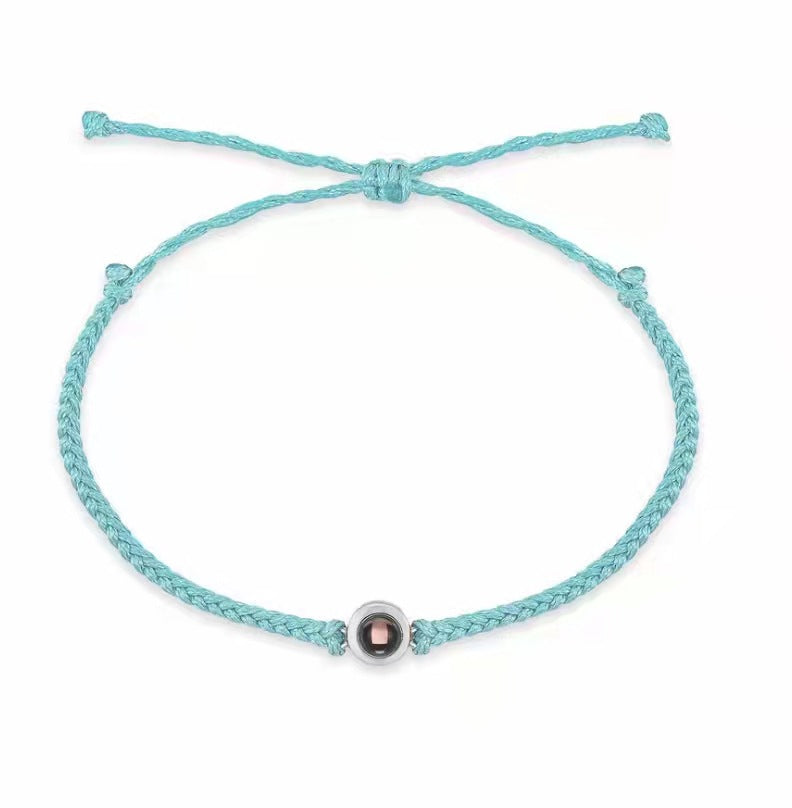 Bracelet women custom simple girlfriends couple hand jewelry braided rope projection engraving photo