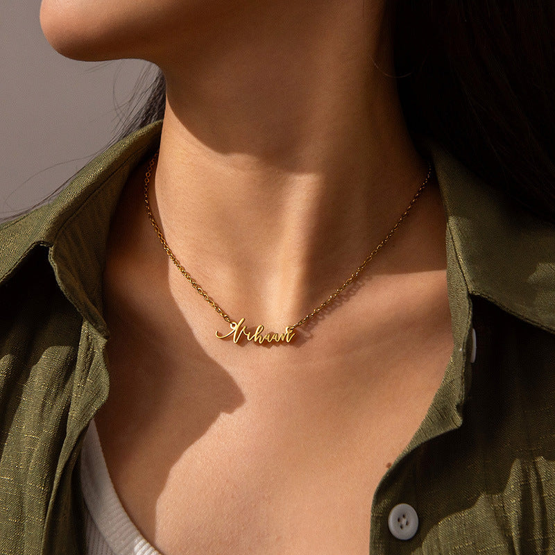 Jewelry Stainless Steel Letter Necklace Bracelet Personalized DIY English Name Trendy Clavicle Chain Set