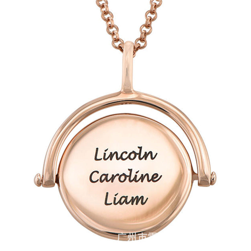 Rotatable Round DIY Personalized Lettering Necklace – Simple Holiday Commemorative Gift