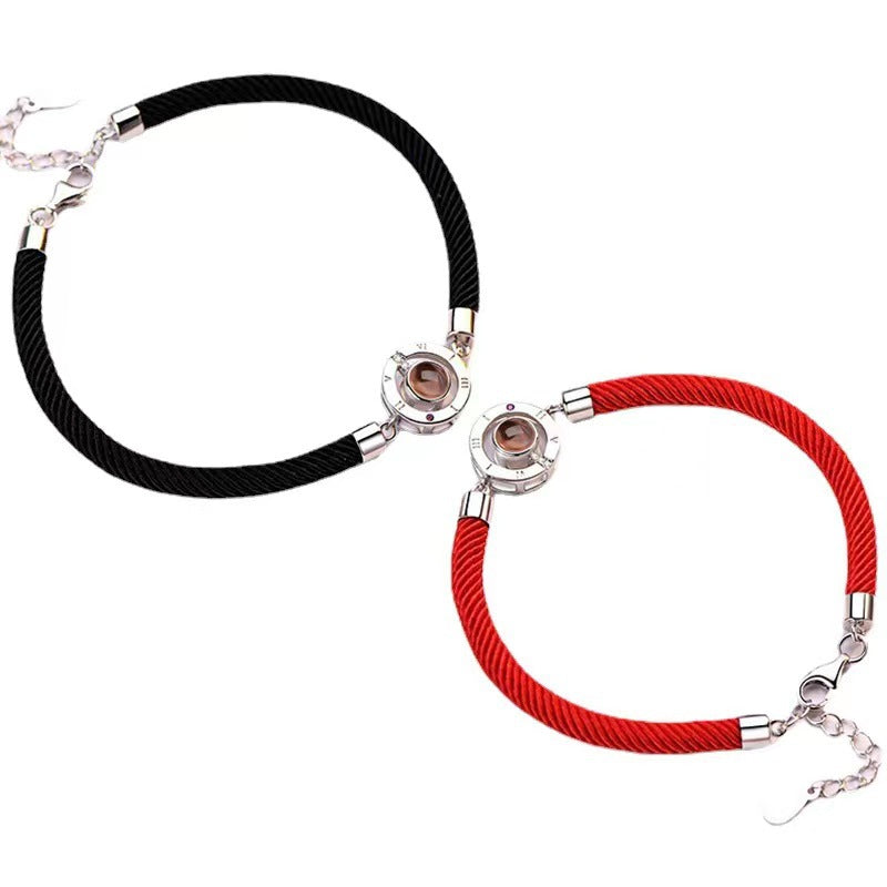 New projection couple bracelets in 100 languages say "I love you." Perfect for students and best friends!