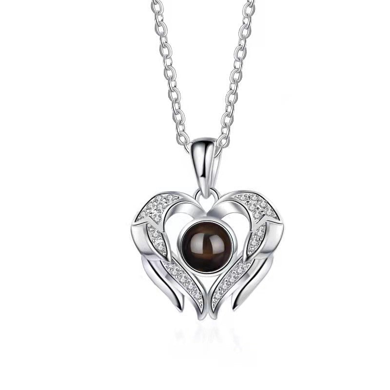 925 Silver Photo Necklace – Custom "I Love You" Pendant, Perfect Gift for Her.