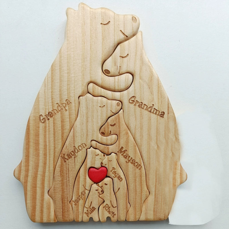 Wooden bear family mother and son bear hug bear wood carving ornament Christmas New Year gift name custom DIY