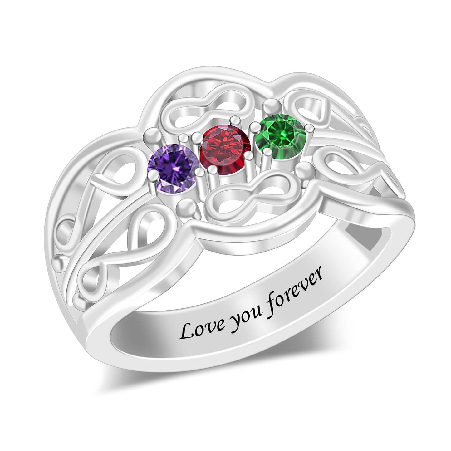 Hot-selling S925 birthstone engraving ring name content birthday gift for girlfriend