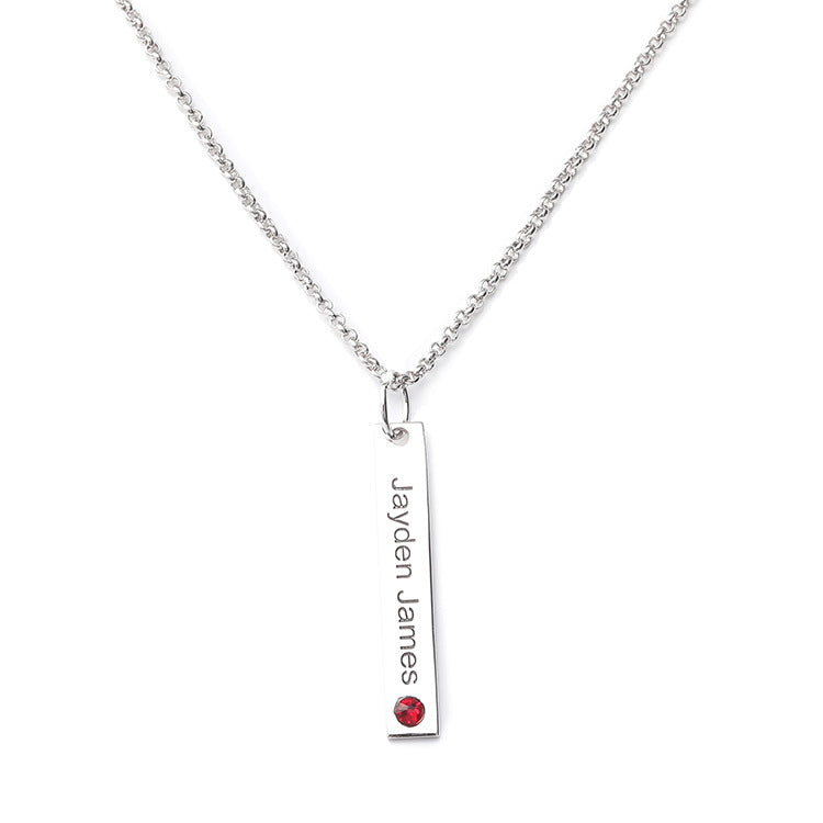 Fashion, lettering geometric birthstone necklace pendant collarbone silver jewelry, custom wholesale
