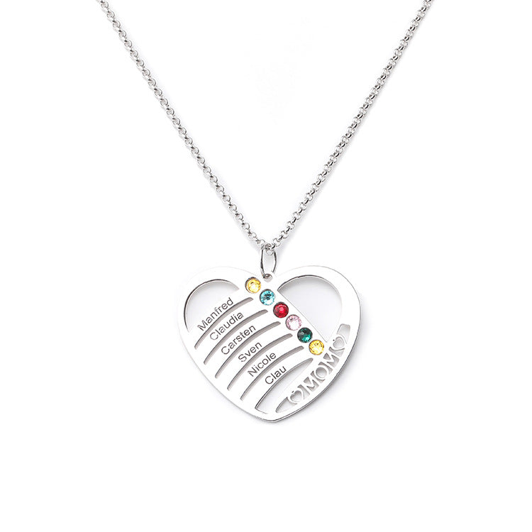 Geometric heart birthstone necklace pendant, custom silver jewelry wholesale