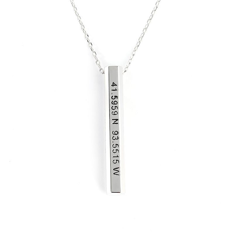 S925 sterling silver three-dimensional column lettering pendant necklace, a hot-selling square strip design. Perfect for unique style!