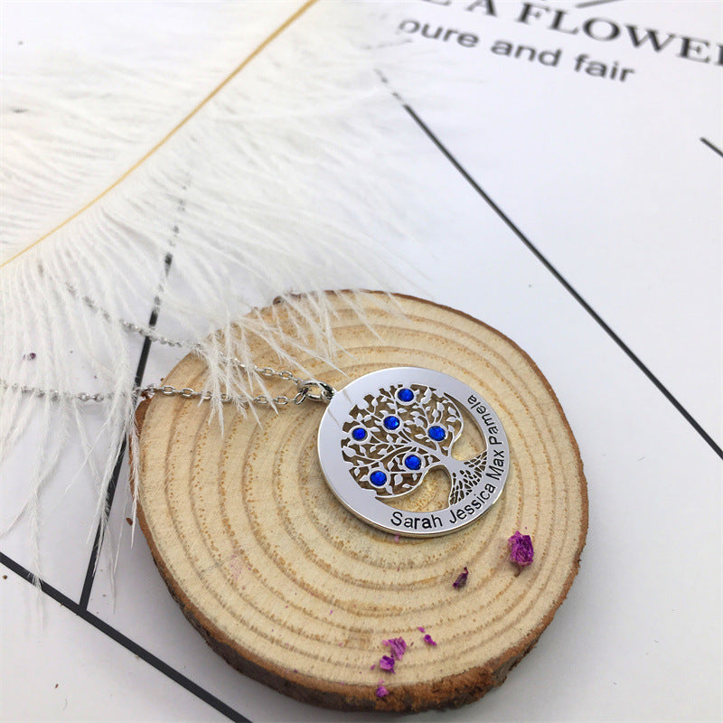 Best-Selling S925 Silver Tree of Life Necklace with Birthstones and Engraved Name – Perfect Mother’s Day Gift.