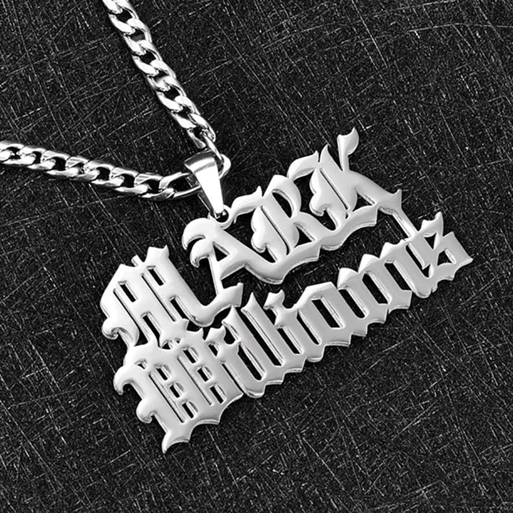 Custom stainless steel name necklace pendants for men and women, made of durable titanium steel. Perfect for personalized jewelry and foreign trade.