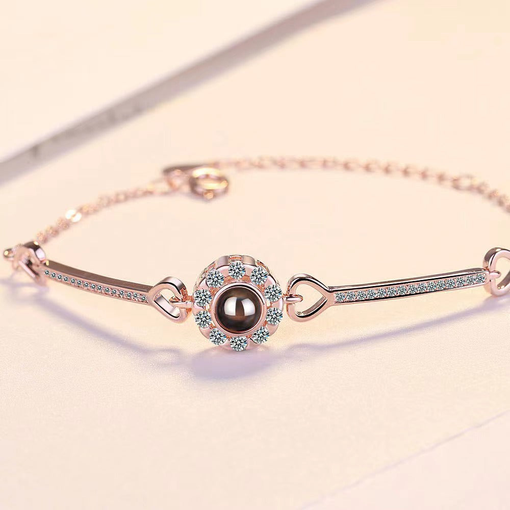 Heart Shaped Bracelet Projection Love Confession Memory Bracelet 100 Languages I Love You Bracelet Gift