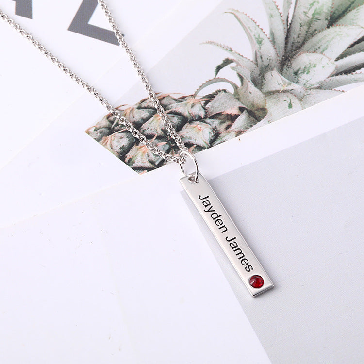 Fashion, lettering geometric birthstone necklace pendant collarbone silver jewelry, custom wholesale
