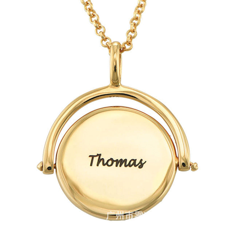 Rotatable Round DIY Personalized Lettering Necklace – Simple Holiday Commemorative Gift
