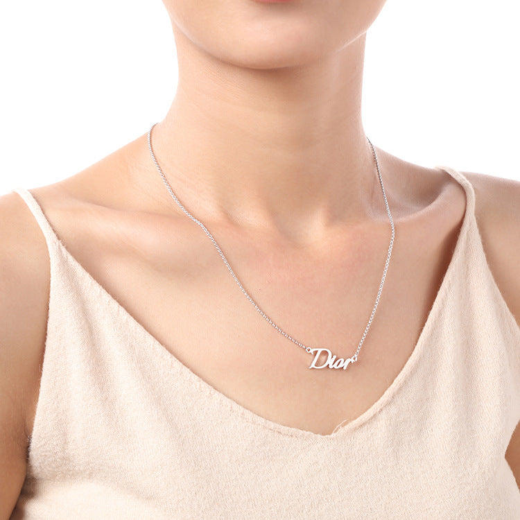 Custom name letter necklace, silver jewelry, creative design, wholesale direct from manufacturer.